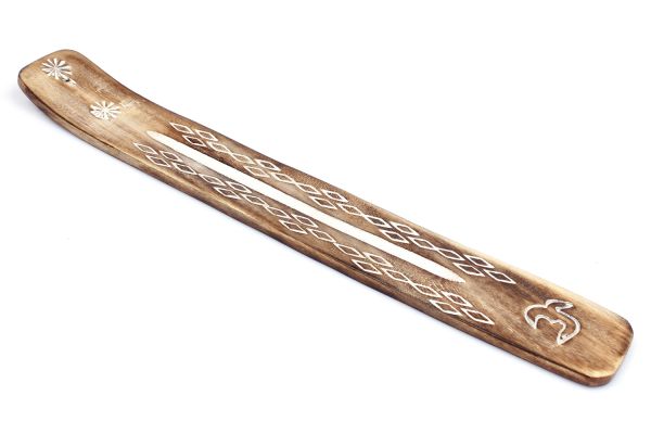 Räucherstäbchenhalter braun aus Sheesham-Holz (Rauten)