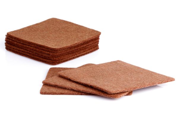 Set of 10 felt glass coasters in brown