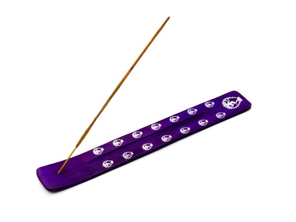 Incense stick holder purple made of sheesham wood