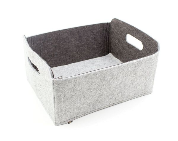 Felt storage box foldable, greyish/dark grey