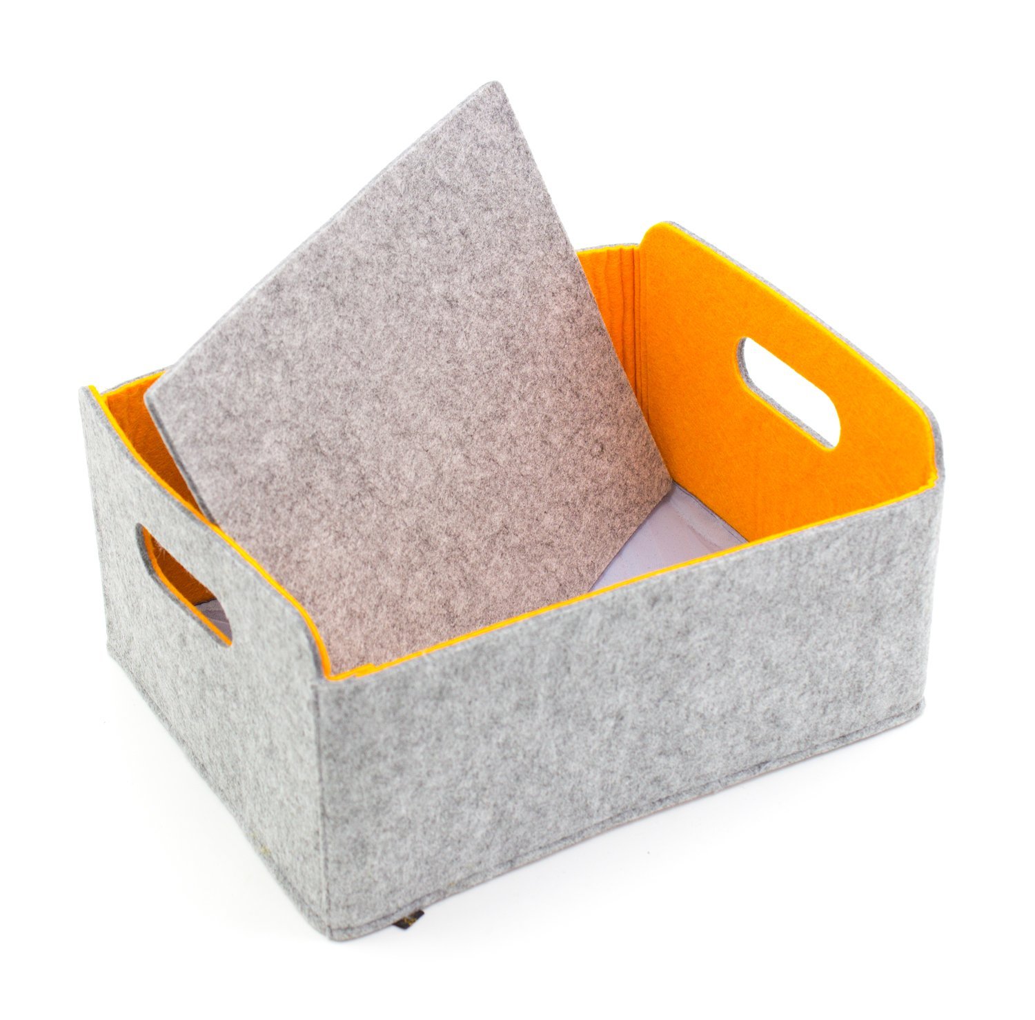 Filz Aufbewahrungsbox faltbar, graumeliert/orange