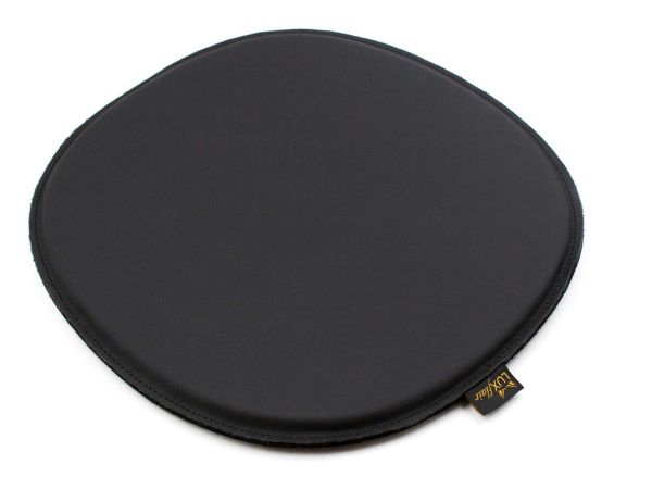 Real leather seat cushion oval in black