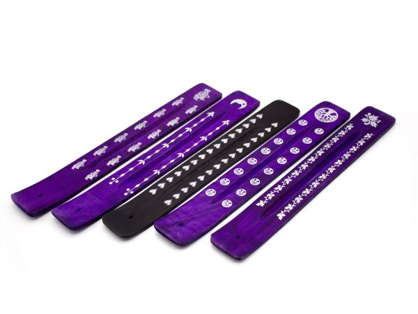 Incense holder set of 5 in black and purple