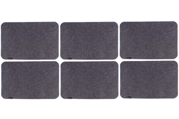 Set of 6 felt place mats in dark grey