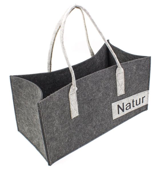 Felt tote bag "Nature", dark grey/grey