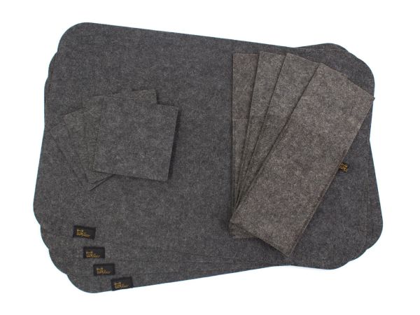 Felt placemat for 4 people (12 pcs) in dark gray